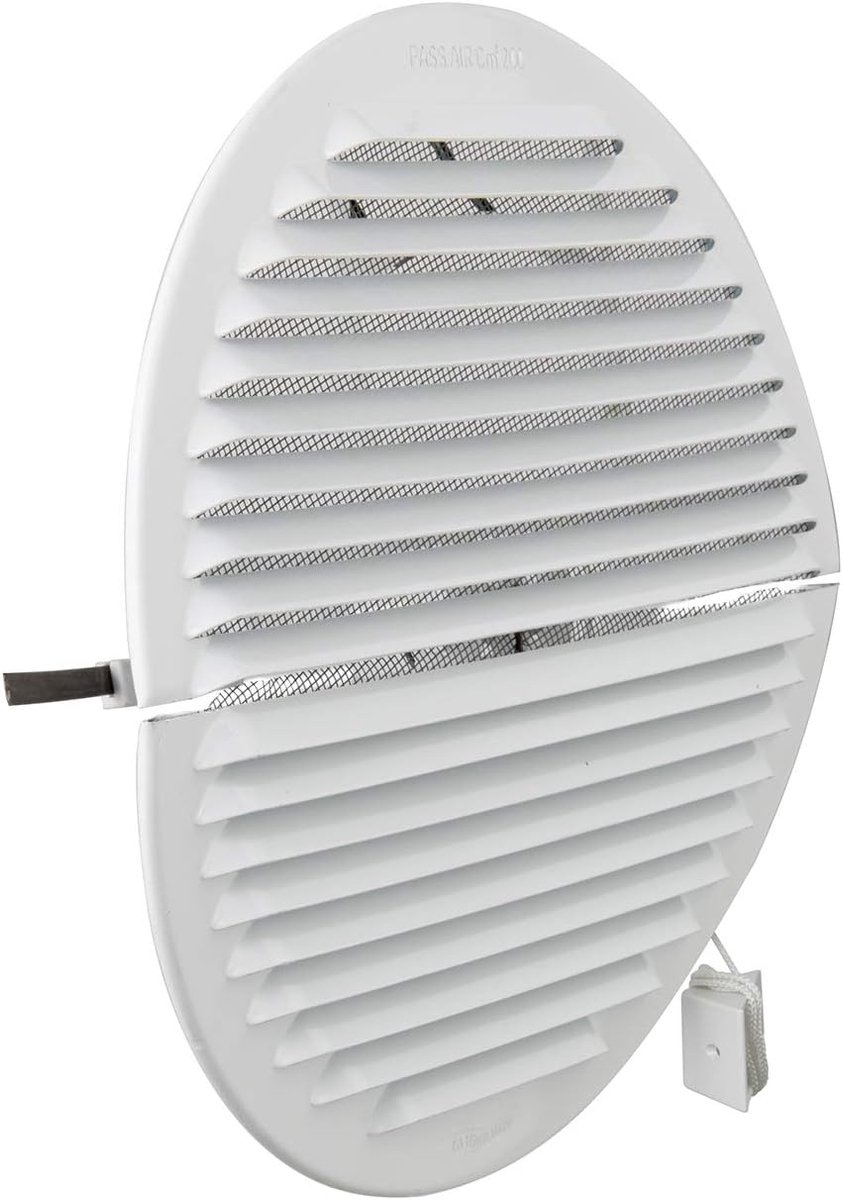 Ventilatierooster Rond - Opvouwbaar Rooster - Luchtstroming Creëren - Met Insectenbescherming - Ø 235 mm - Wit