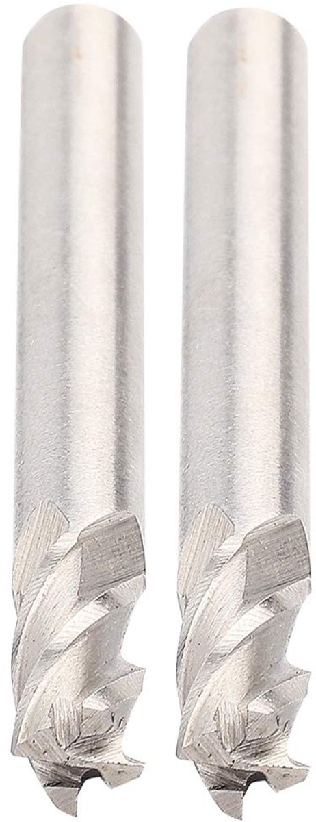 Dailygoods- Frees 2 Stuks - HSS Frees - 6 mm Snijdiameter - 4 Fluiten - Schacht 6 mm - Totale Lengte 57 mm - Freesbit