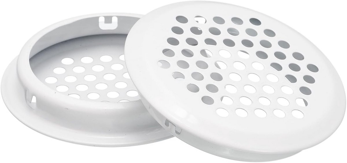 Ventilatieroosters - Ronde roosters - Luchtcirculatie - Roestvrij staal - 53 mm - Wit