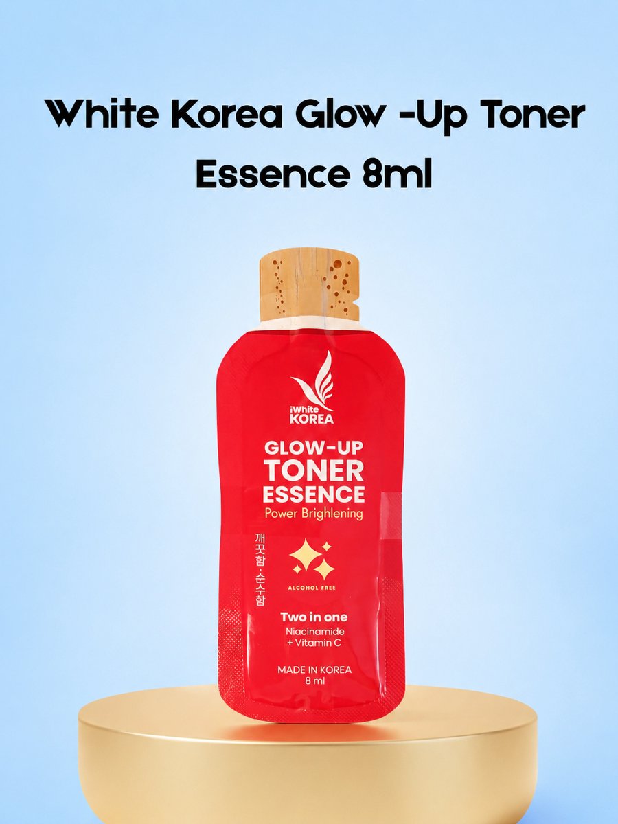 White Korea Glow-Up Toner Essence – 8 ml – Verhelderende & Hydraterende 2-in-1 Toner & Essence – Egaliseert de Huidtint, Verbeterde Textuur & Geeft een Stralende Glow – Voor een Frisse, Soepele & Gezonde Huid