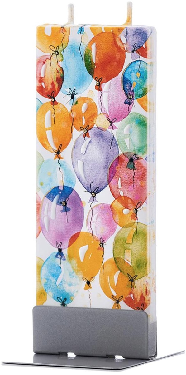 Ballonnen in Aquarel | FLATYZ platte kaars – uniek handbeschilderd cadeau