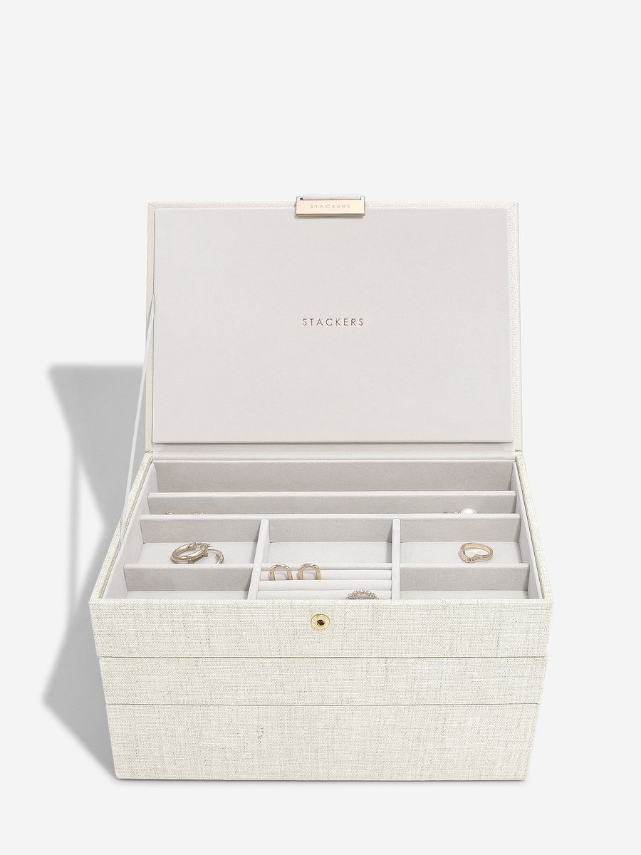 STACKERS LINEN OATMEAL - Sieradendoos - Juwelendoos - Sieradenhouder - Sieraden Organizer