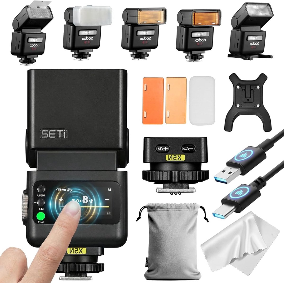 Camera Flitser met TTL Trigger voor Nikon, Magnetisch Split Ontwerp voor Off-Camera Fotografie, HSS, Kleurenscherm en Draadloze 2.4GHz Verbinding