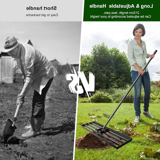 Robuuste Hark voor het Egaliseren van Grond, Verstelbare Handgreep, Tuin en Binnenplaats, 75 x 25 cm, Lengte 213 cm, Tuinaccessoire voor Efficiënt Werk — afbeelding 5