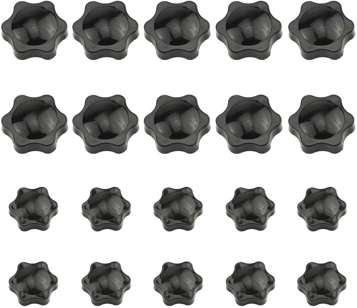 Zeynomax - Gekartelde schroefdraad klemknop - Handknoppen M4 M6 M8 M10 - Zwarte kunststof stergreep - Klemknoppen voor bevestiging - Geschikt voor d..