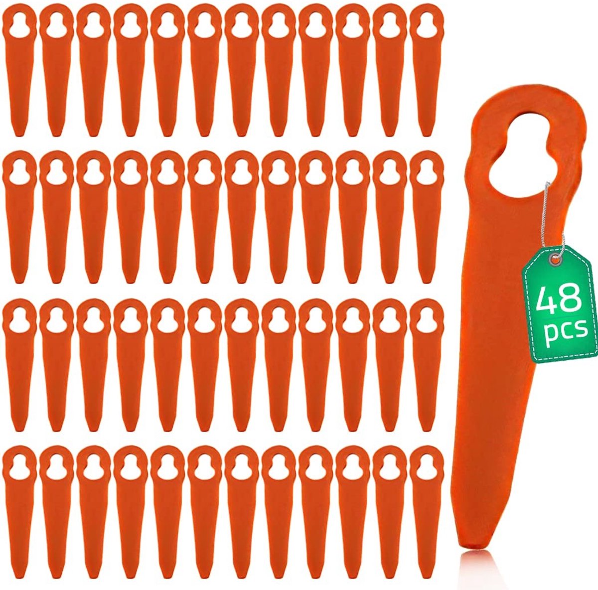 Jhubersproducts - Plastic Snijbladen - Vervangende Snijbladen - Duurzaam en Praktisch - Oranje - Voor Grasmaaier en Trimmer - 48 Stuks - Geschikt voor