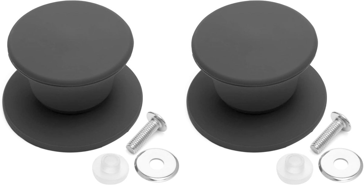 2Pcs Silicone Pot Lid Knoppen - Warmtebestendig, Zwart, Universeel