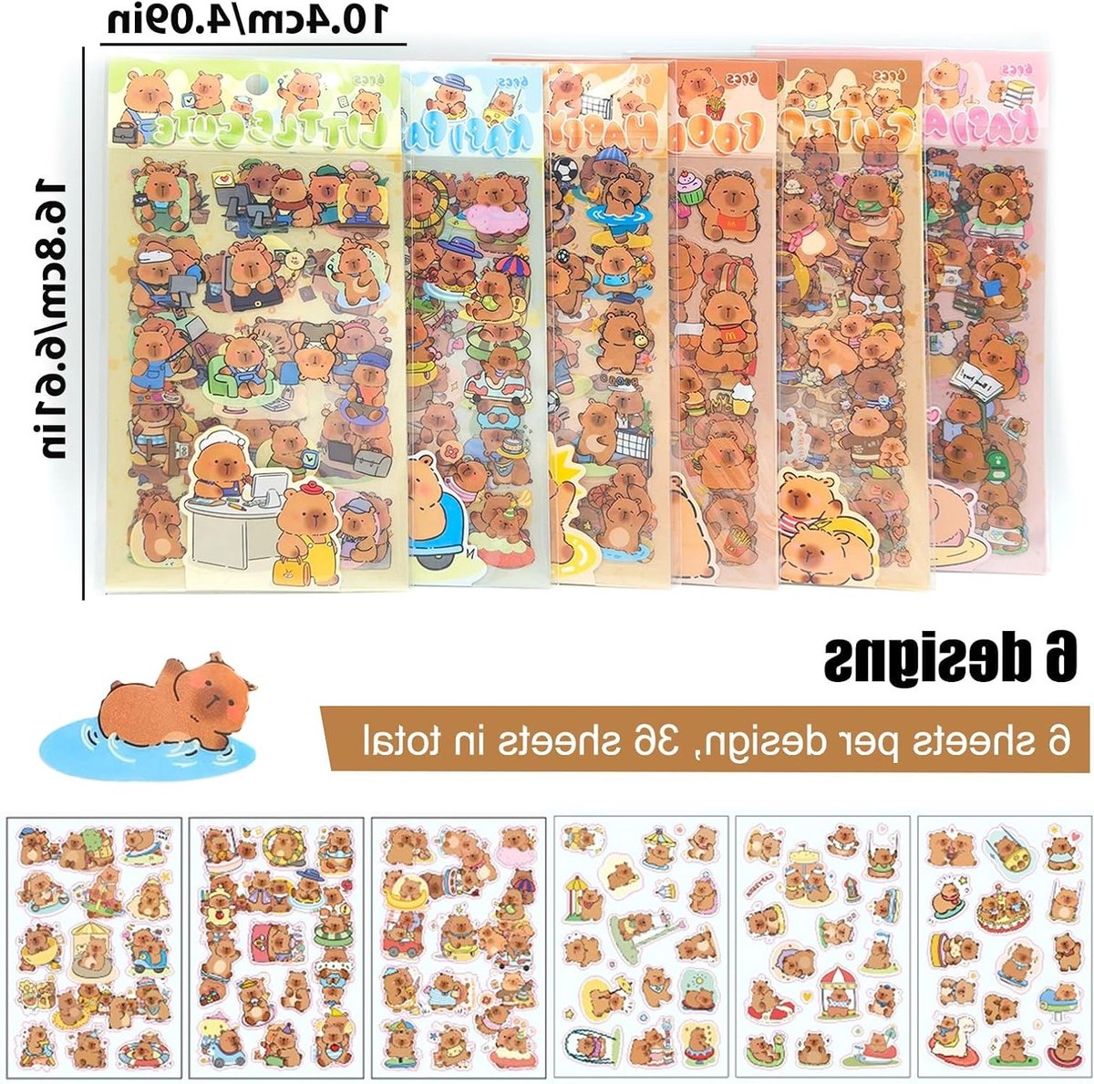 Kawaii Dier Stickers, 36 Vel met Ongeveer 540 Vinyl Stickers voor Laptop, Skateboard en Scrapbooking