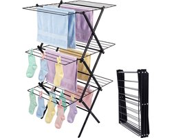 Wasrek inklapbaar - 115x53,5x52 cm - metaal - zwart