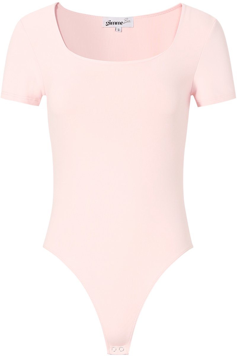 Seamless Basic T-shirt Body – Nauwsluitende Jumpsuit-Top – De Perfecte Basis voor elke Outfit - Roze - Maat XL