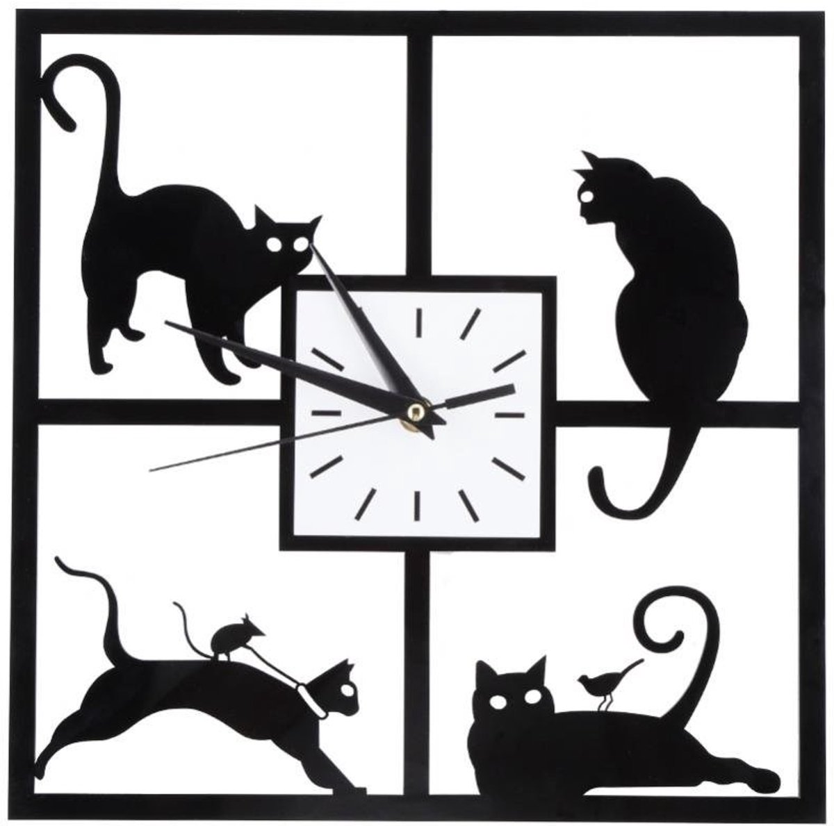 Dailygoods - Wandklok Zwarte Kat - Creatieve Decoratie - 30cm - Stille Beweging - Voor Thuis en Kantoor - Unieke Kitten Design