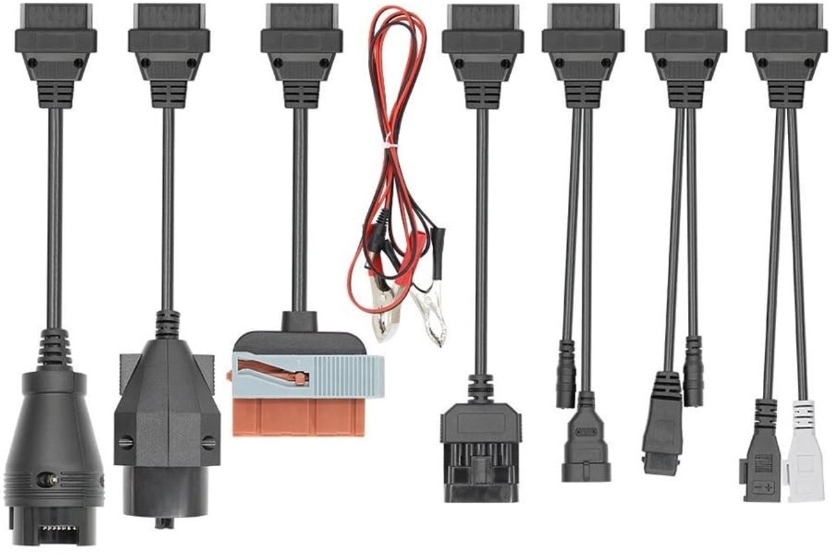 Dailygoods - 8-delige Diagnostische Adapterkabelset - Universele Autodiagnose - Veelzijdigheid - Compatibel met OBD2 - Voor verschillende voertuigen -