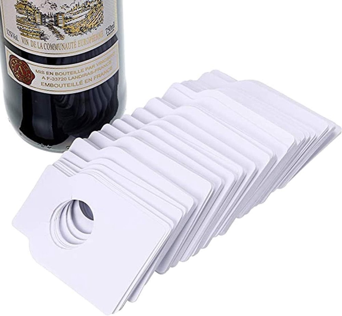Dailygoods - Kraftpapier Wijnfleslabels - 100 Stuks - Perfect voor Decoratie - Hanglabels voor Wijnflessen - Dubbelzijdig Gebruik - Ideaal voor Wijnli