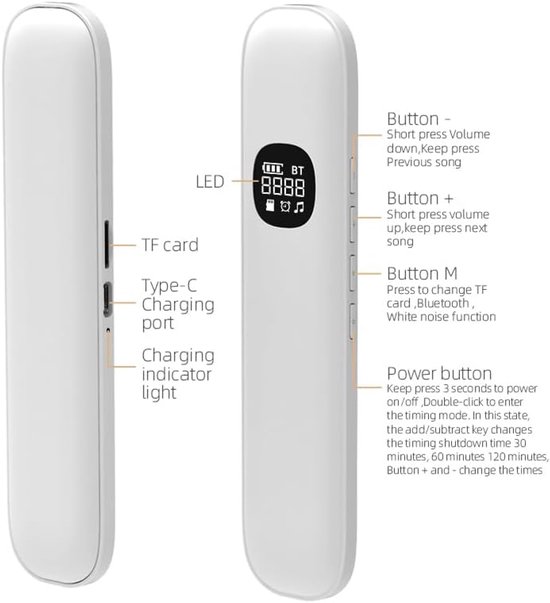 Kussenspeaker voor een diepe slaap - draadloze Bluetooth-botgeleiding, ingebouwde witte ruis en instelbare timer - TF-kaartondersteuning, perfect voor zijslapers en mensen met slapeloosheid. van Merkloos — afbeelding 5