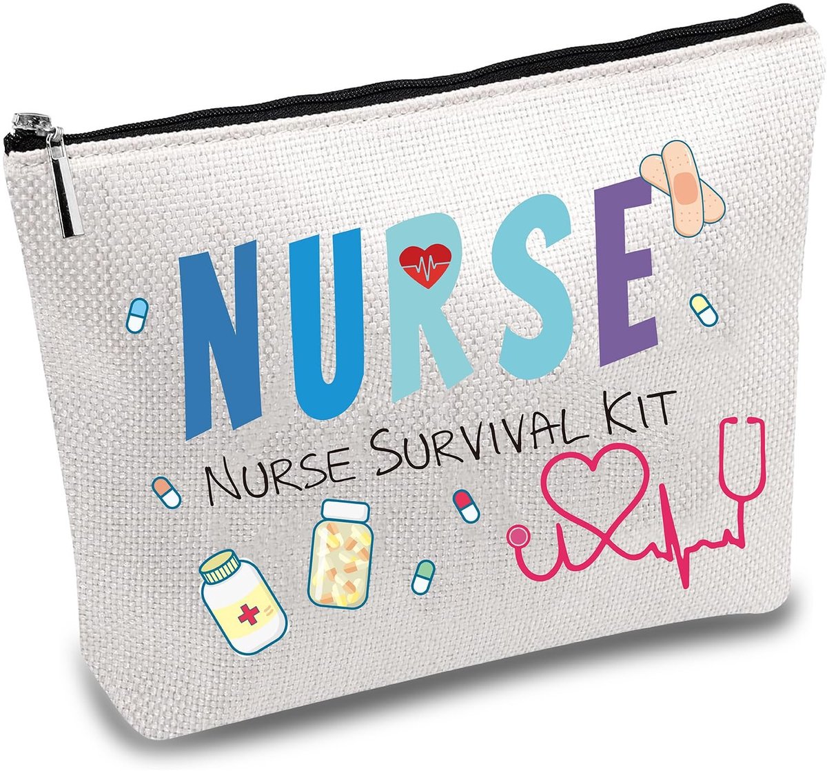Dailygoods - Verpleegster Survival Kit - Multifunctionele Make-up Tas - Canvas Toilettas - Grappige Reistas Met Rits - Schoolbenodigdheden - Geschikt