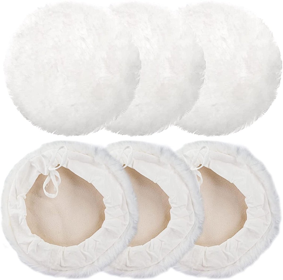 Set van 6 Stuks 7 Inch Polijstschijven, Zachte Wol Polijstpads voor Auto, Meubels en Glas, Ideaal voor Schuren en Polijsten