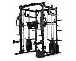 PH Fitness Power Rack met Smith Machine, Leg Press, Jammer Arms en 160KG Gewichtsstapels - Veelzijdig en Duurzaam All-in-One Krachtstation voor Thuisgym - Inclusief Fitness Accessoires Dip Bar en Pull Up Bar - Krachtstations Optrekstang