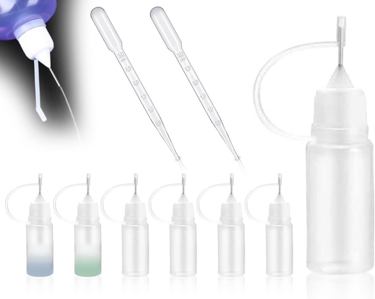 NTHProducts - Needle Tip Applicator Bottles - 6 ml - Handig voor knutselen - Lichtgewicht en draagbaar - Perfect voor lijm toepassingen - Set van 6 fle...