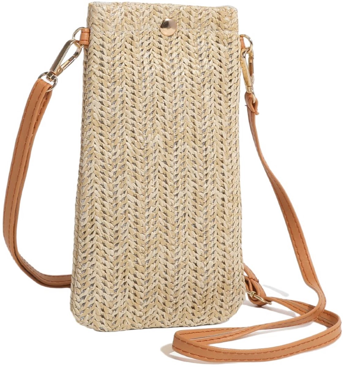MTTProducts - Cross Body Phone Bag - Dames Mobiele Telefoon Tas - Boho Stijl - Khaki - Schoudertas - Ideaal voor Dagelijks Gebruik - Mini 3 Laags