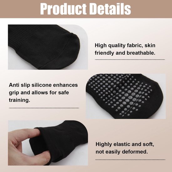 MTTProducts - Yoga Sokken - Antislip - Perfect voor Fitness - Zwart - Ademend - Geschikt voor Pilates en Dans - Maat EU 37-42 van mttproducts — afbeelding 4