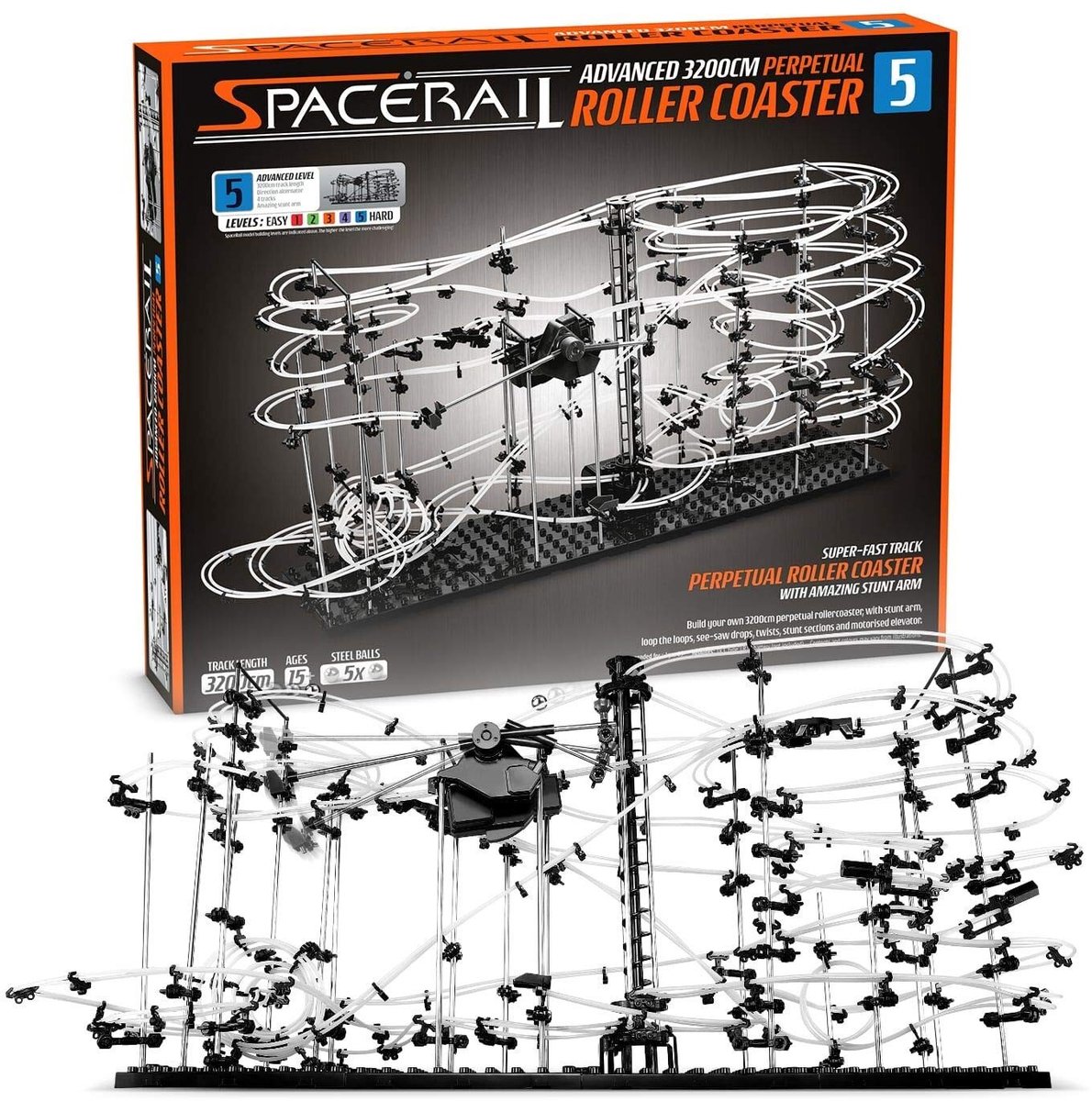 MTTProducts - SpaceRail - Marble Roller Coaster - DIY Baan - Educatief Speelgoed - Creatief Bouwen - Geschikt voor Volwassenen - Level 5