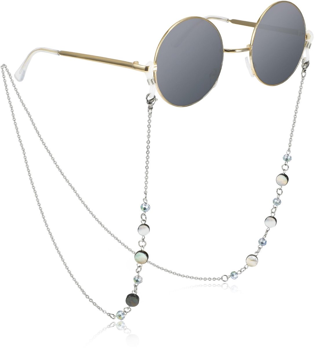 Allecto - Ketting voor dames - Brillenkoord met sieraden - Duurzaam en comfortabel - Zwart - Bril voor zonnebril - Geschikt voor leesbril - Ideaal ...