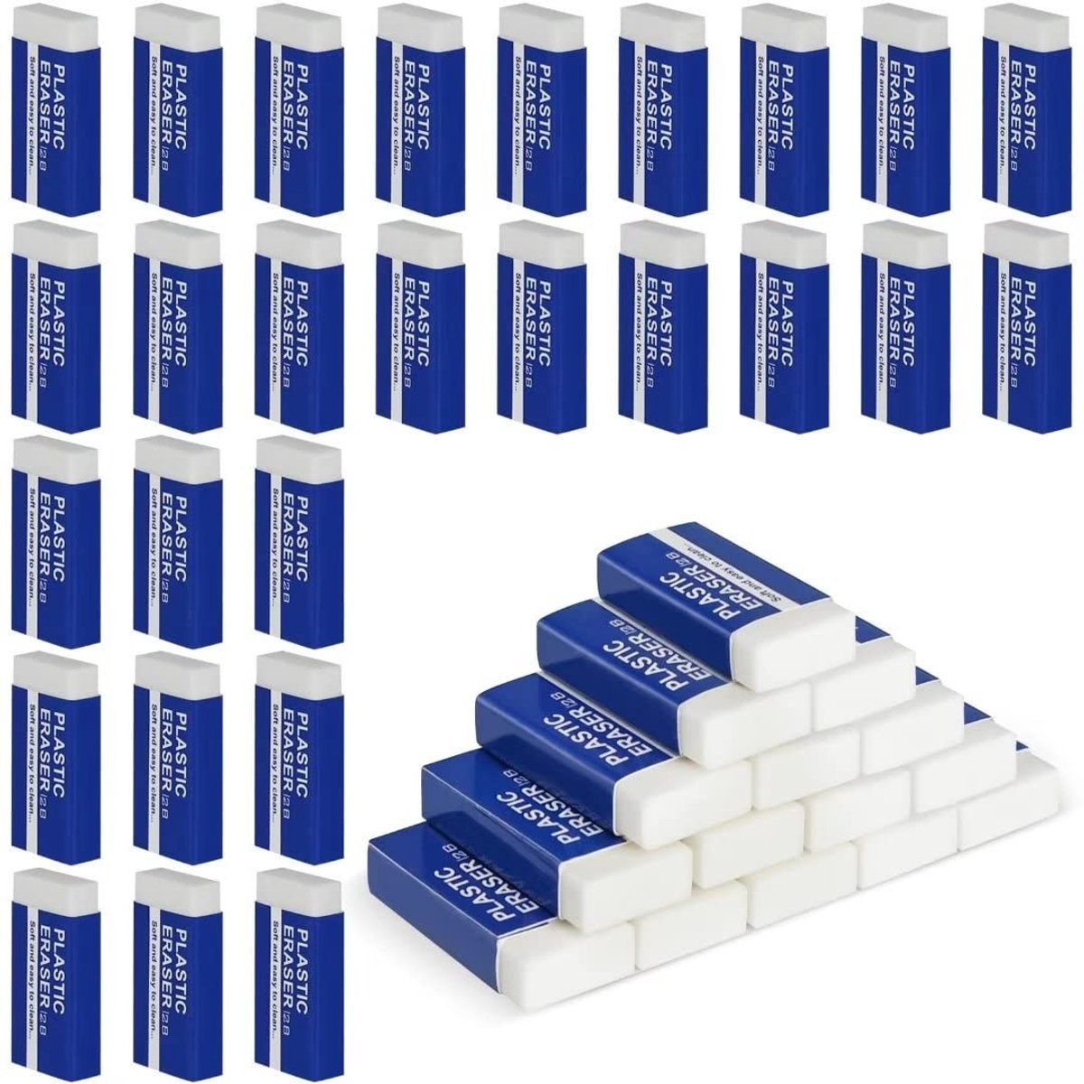 NTHProducts - Plastic Gum - 42 Stuks - Soft en Duurzaam - Wit - Geschikt voor Kinderen en Volwassenen - Perfect voor School en Kantoor
