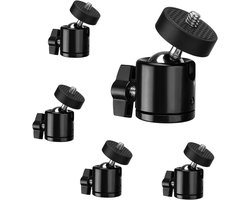 Mini Tripod Head Set van 5 - 360° Rotatable Ball Head met Universele 1/4 Interface voor Camera en Telefoonhouder
