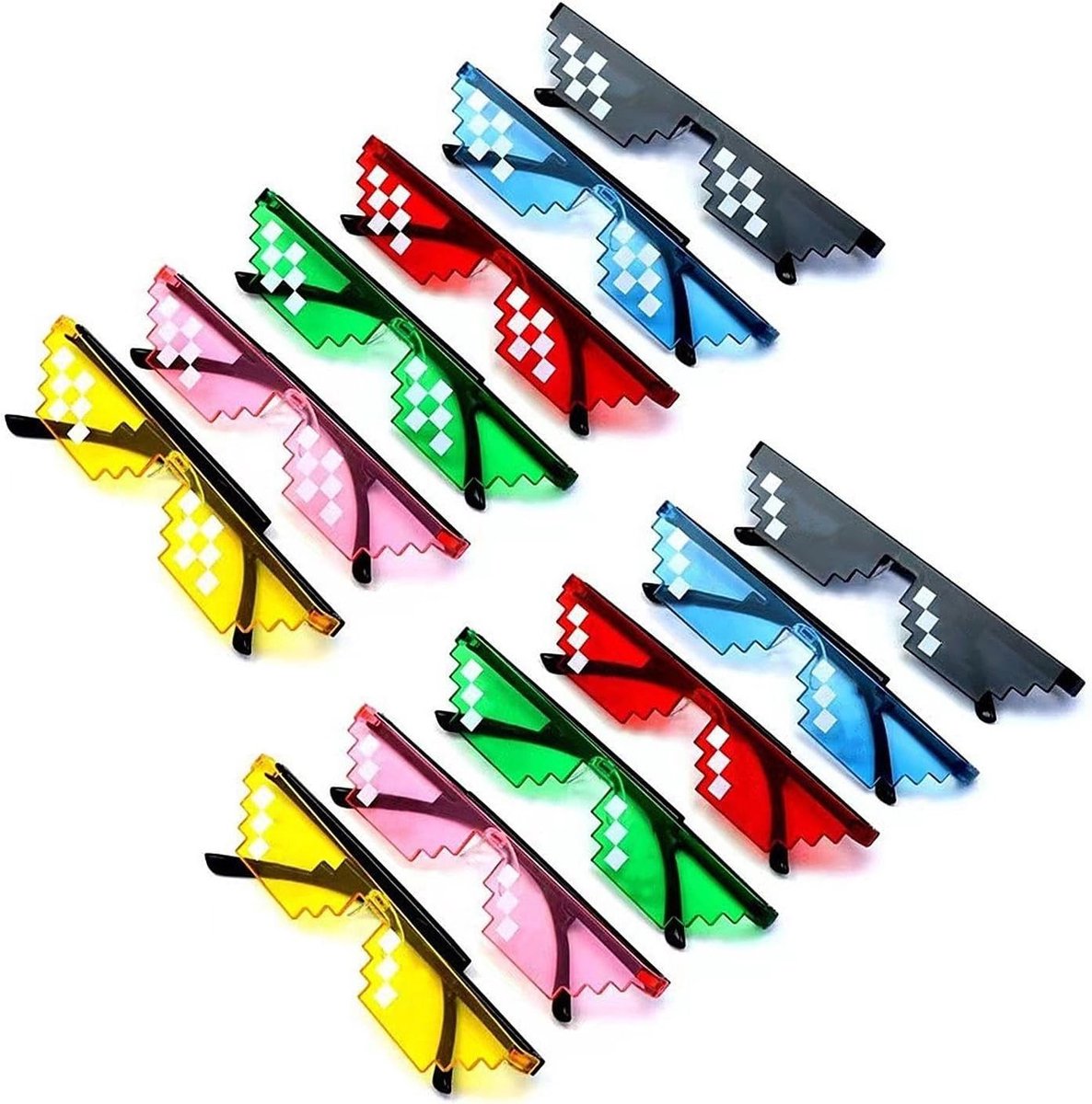 Virtubuy - Set van 12 Zonnebrillen - Feestzonnebrillen - Lichtgewicht en Duurzaam - Roze - Grappige Zonnebrillen - Perfect voor Feesten en Evenemen
