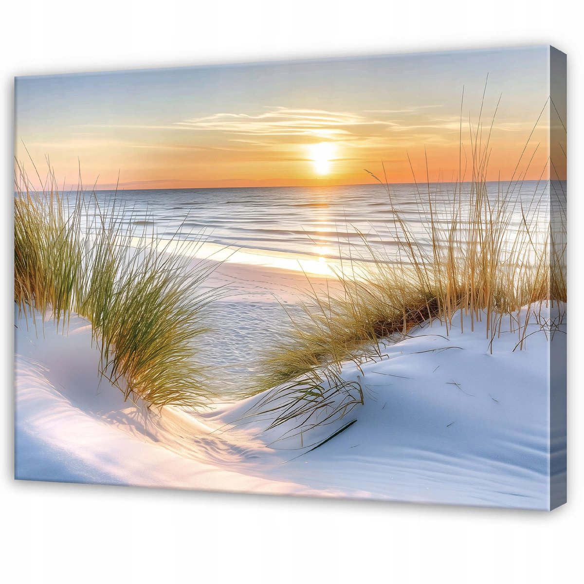 WALLARENA Schilderij op Canvas 100x70 cm - Schilderijen - Canvas schilderij - Strand motif - Voor de slaapkamer van de salon - Op het doek Beige