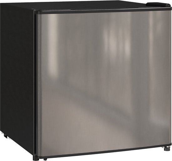 Minikoelkast 46L met vriesvak 4,5L, temperatuurregelaar, verstelbare pootjes, omkeerbare deur, zilver