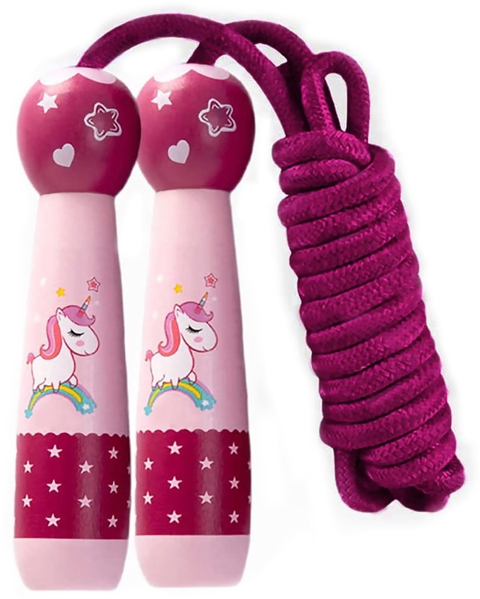 Allecto - Springtouw - Verstelbaar touwspringen - Cartoon houten handvat - Regenboog jumping rope - Fitnesstraining - Geschikt voor kinderen - 2,3 m