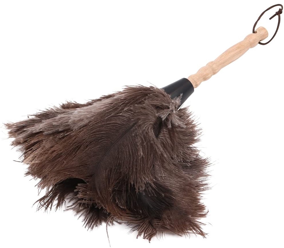 Allecto - Struisvogelveer Duster - Huishoudelijke Stofverwijdering - Bruin - Flexibele Reinigingsborstel - Ideaal voor Meubels en Ventilators