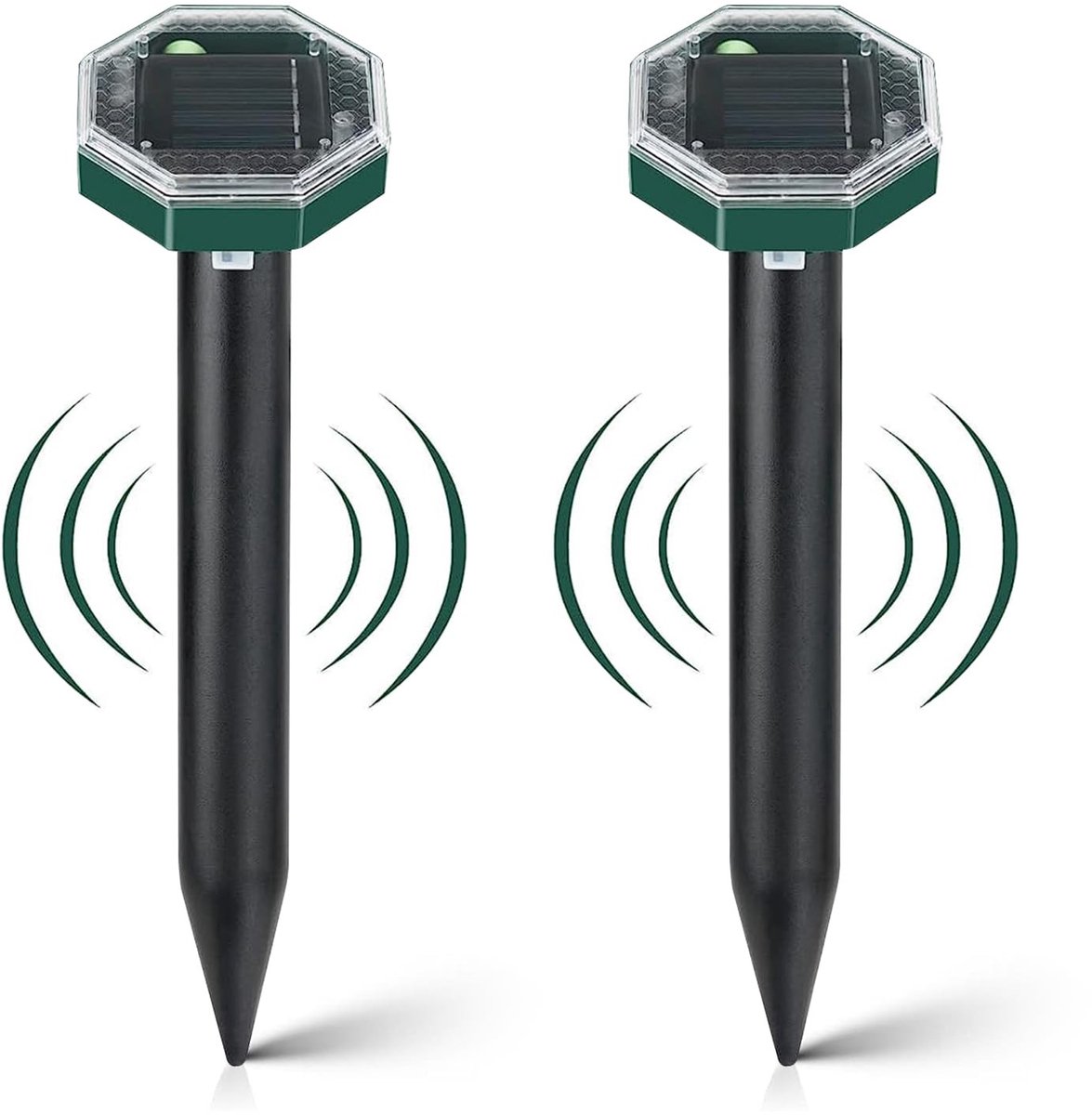 Allecto - Mollenverjager - Mollenbestrijding - Zonne-energie - Waterdicht - Ultrasonic - Voor de tuin - 2 stuks