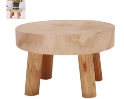 Kleine massief houten plantenpotverhoger - stevige houten plantenlift - voor binnen en buiten, terras en tuin - voor vetplanten, tuin- en balkondecoratie - 17×9cm - Natuurlijke houtkleur