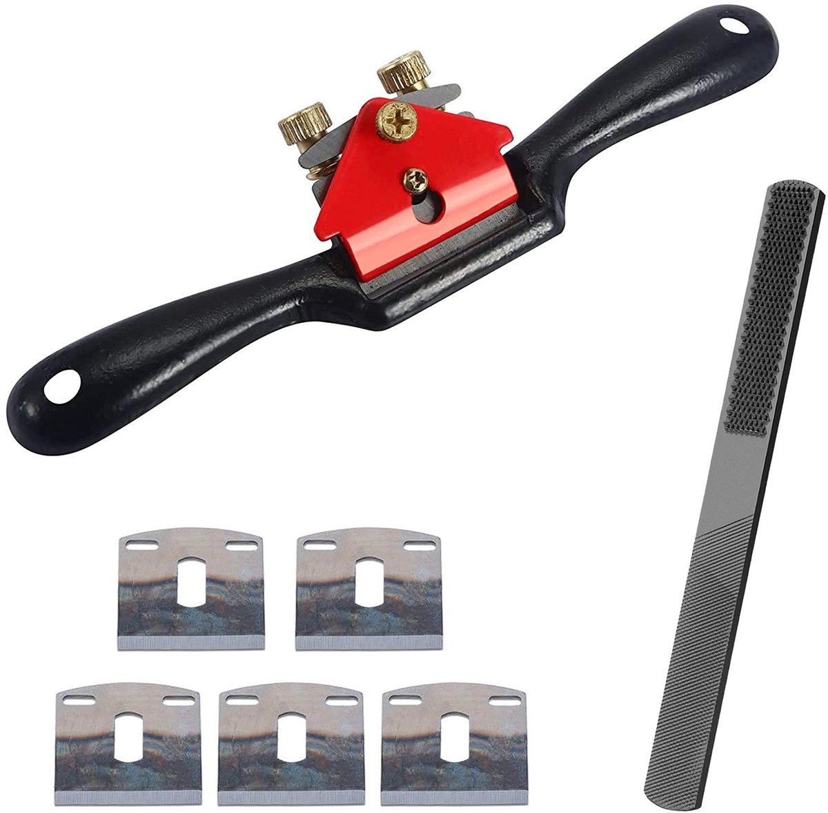 Allecto - Verstelbare Houtbewerkingsplanner - 10 Inch - Ideaal voor Houtbewerking - Inclusief 5 Vervangbladen - Handgereedschap voor Houtbewerking ...