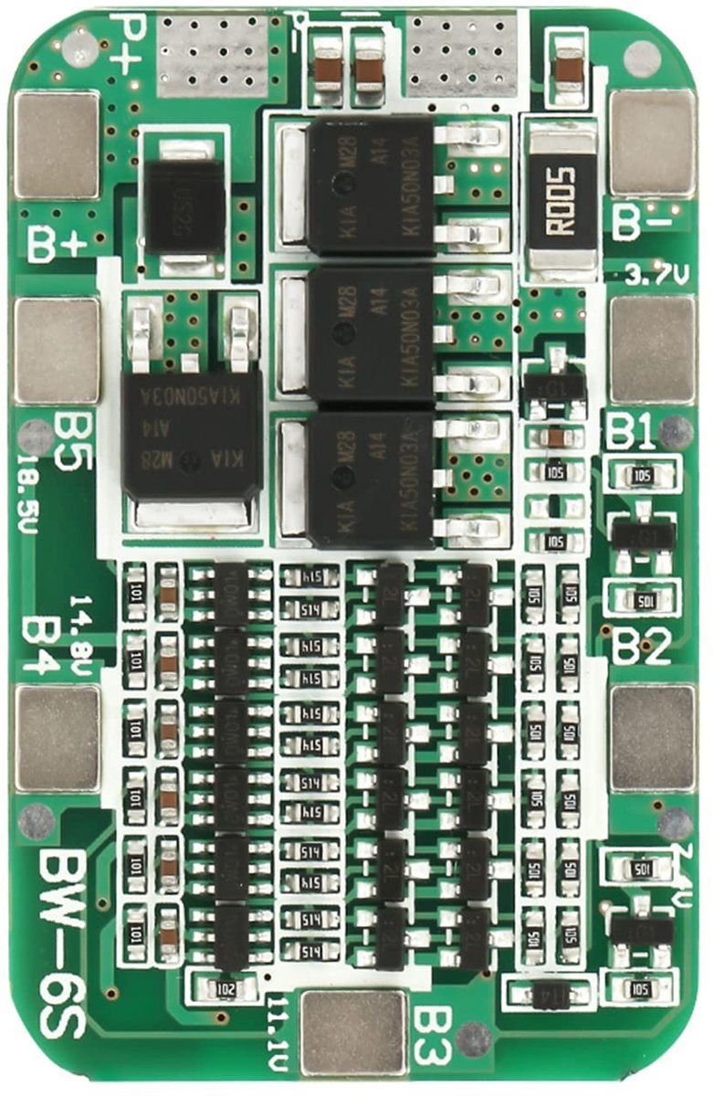 Allecto - Lithium batterijbeschermingskaart - 6S 6 Lithium - Veiligheidsfuncties - 22V 24V - Geschikt voor 18650 Li-ion cellen - Bescherming tegen ...