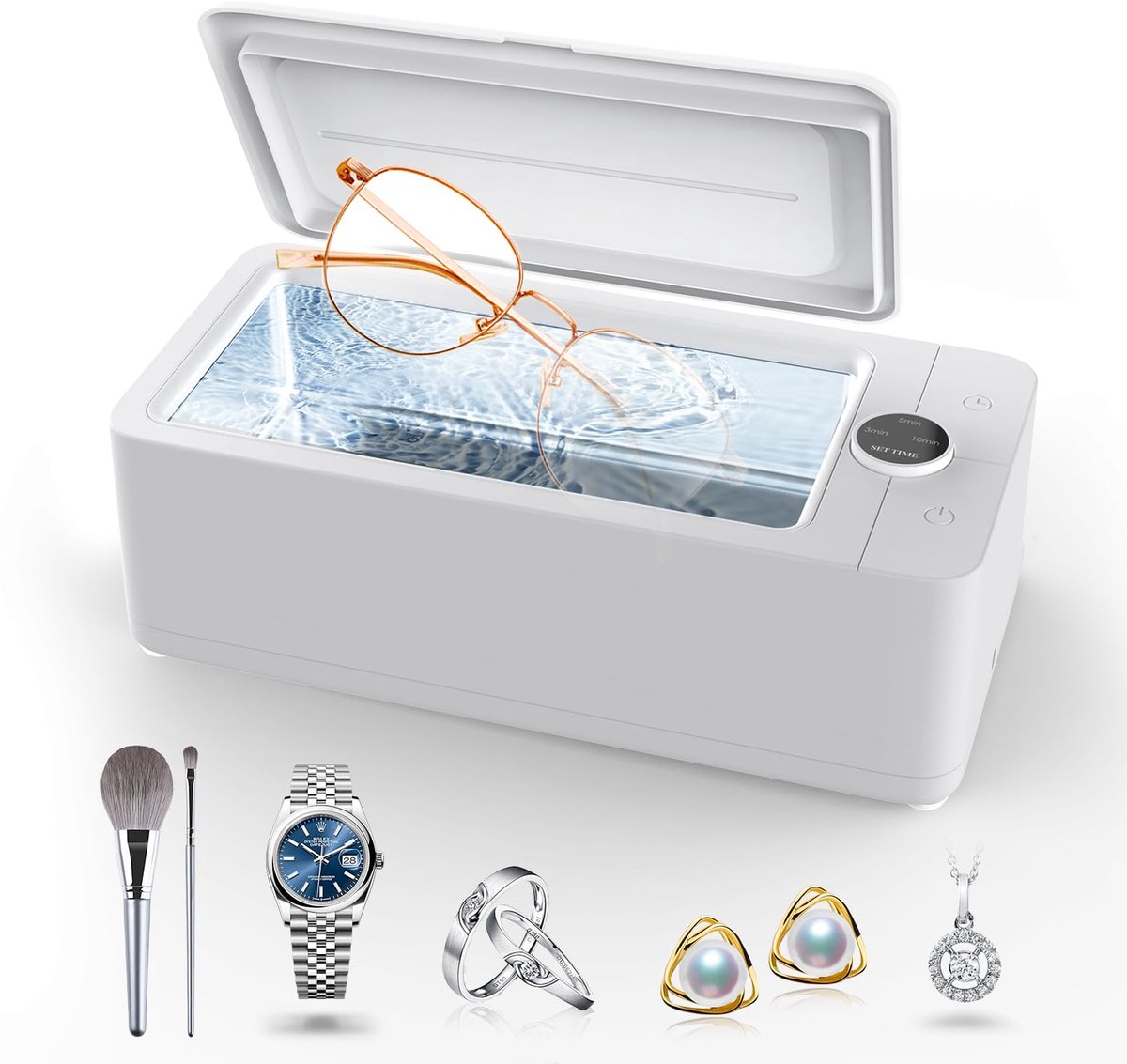 Ultrasoon Reiniger 50KHz - Professionele Reinigingsmachine met 3 Timer Modi - 304 Roestvrijstalen Tank - Geschikt voor Sieraden, Brillen, Ringen, Horlogebanden