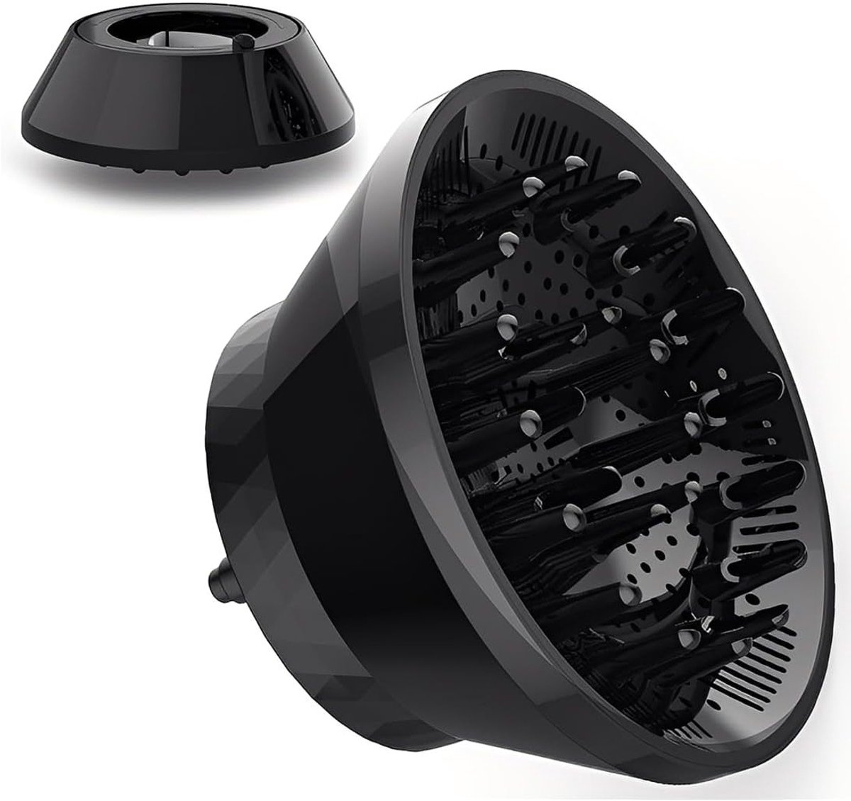 Diffuser Accessoire voor Föhn - Perfect voor Krullend of Golvend Haar, Maximaal Volume zonder Frizz, Zwart