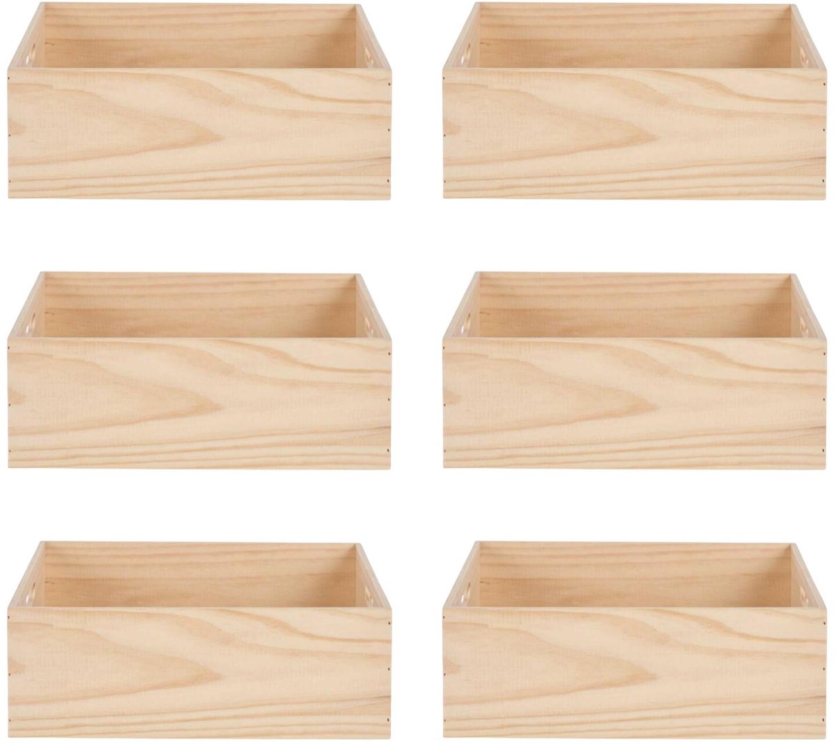 Home&styling opbergbox Praag - 6x - 40 x 35 x 14 cm - hout - natuurlijke look - opbergkist