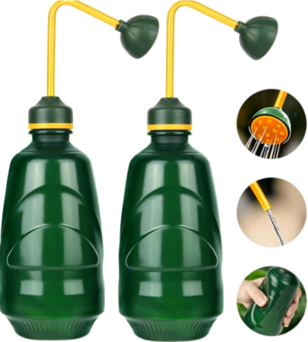 Gieters voor de tuin - Set van 2 - 450 ml - Kunststof gieters - Plantenwatergeefapparaten - Geschikt voor kamerplanten, vetplanten en cactussen - Groen