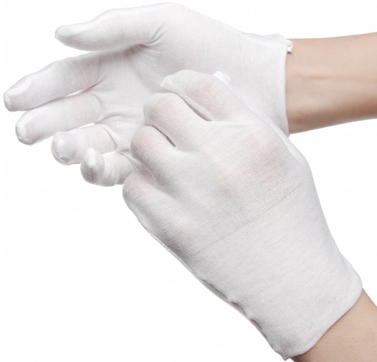 Witte Katoenen Handschoen Wit L - Handschoen L Wit – Munt Handschoen - Gezondheidszorg - Ziekenhuis - Beauty Center – Kapper - Jewelry - eczeem - allergie - juweliers – Handschoenen 100% Katoen maat L - 6 Stuks/3 Paar