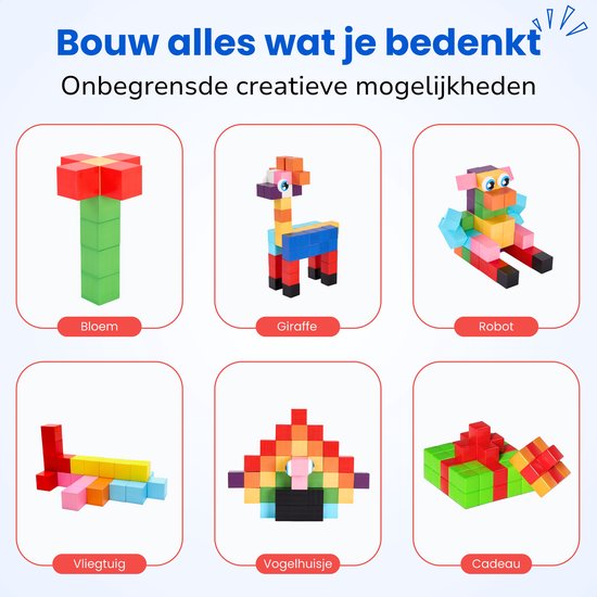 Ghareebo Magnetische Blokken - 116 stuks - Montessori Speelgoed 3 Jaar — afbeelding 5