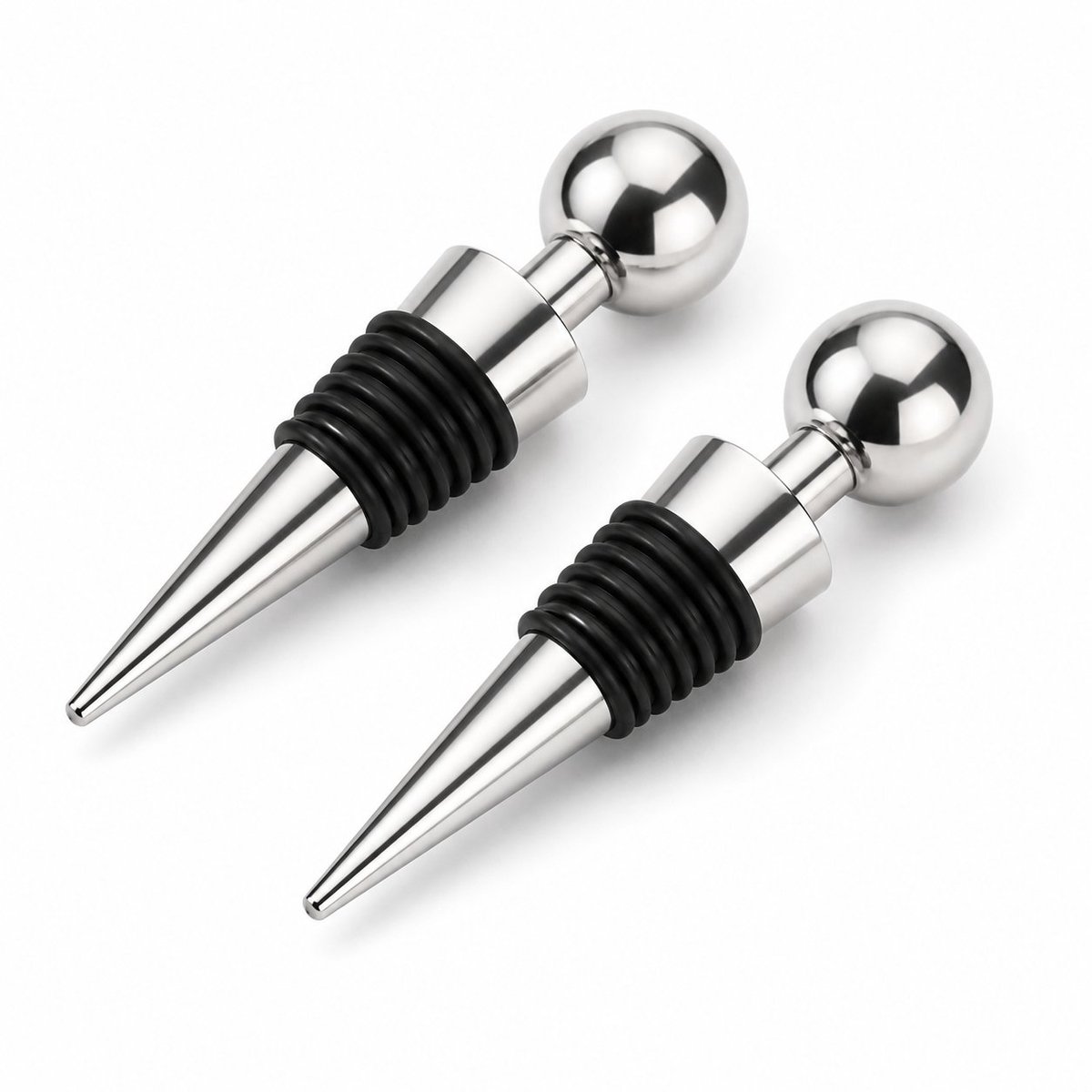 My Green Deal – RVS Wijnstopper Zilver – Wijnstopper Set van 2 – Flessenstop – Luchtdichte Wijnstopper – Premium 304 RVS – Herbruikbaar & Lekvrij