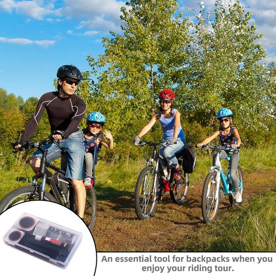 Fietsband reparatieset - Bandenplakset - Snelle bandenreparatie - Inclusief 12 patches - Compacte doos - Zwart — afbeelding 4