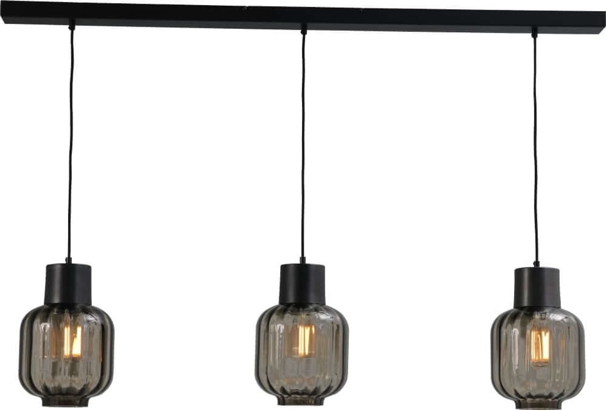 Masterlight Lett Hanglamp - Ø20cm - 3-lichts E27 - Zwart