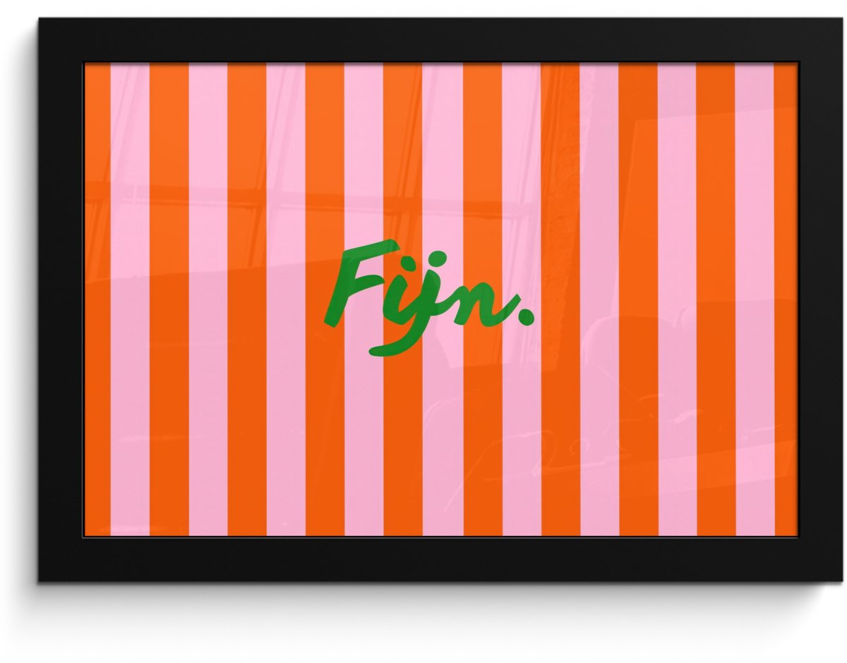FrameYourWall Poster in lijst - Fotolijst 30x20 cm - Posters - Patroon - Oranje - Fijn - Strepen - Posterlijst zwart - Decoratie - Wanddecoratie woonkamer - Muurdecoratie slaapkamer