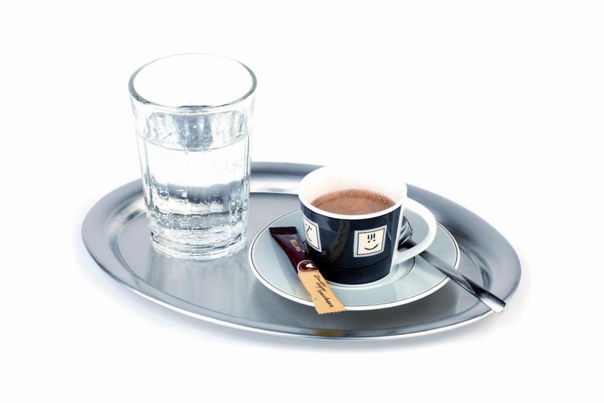 APS Kaffeehaus koffieserveerblad – RVS mat – 19 x 15 cm ovaal