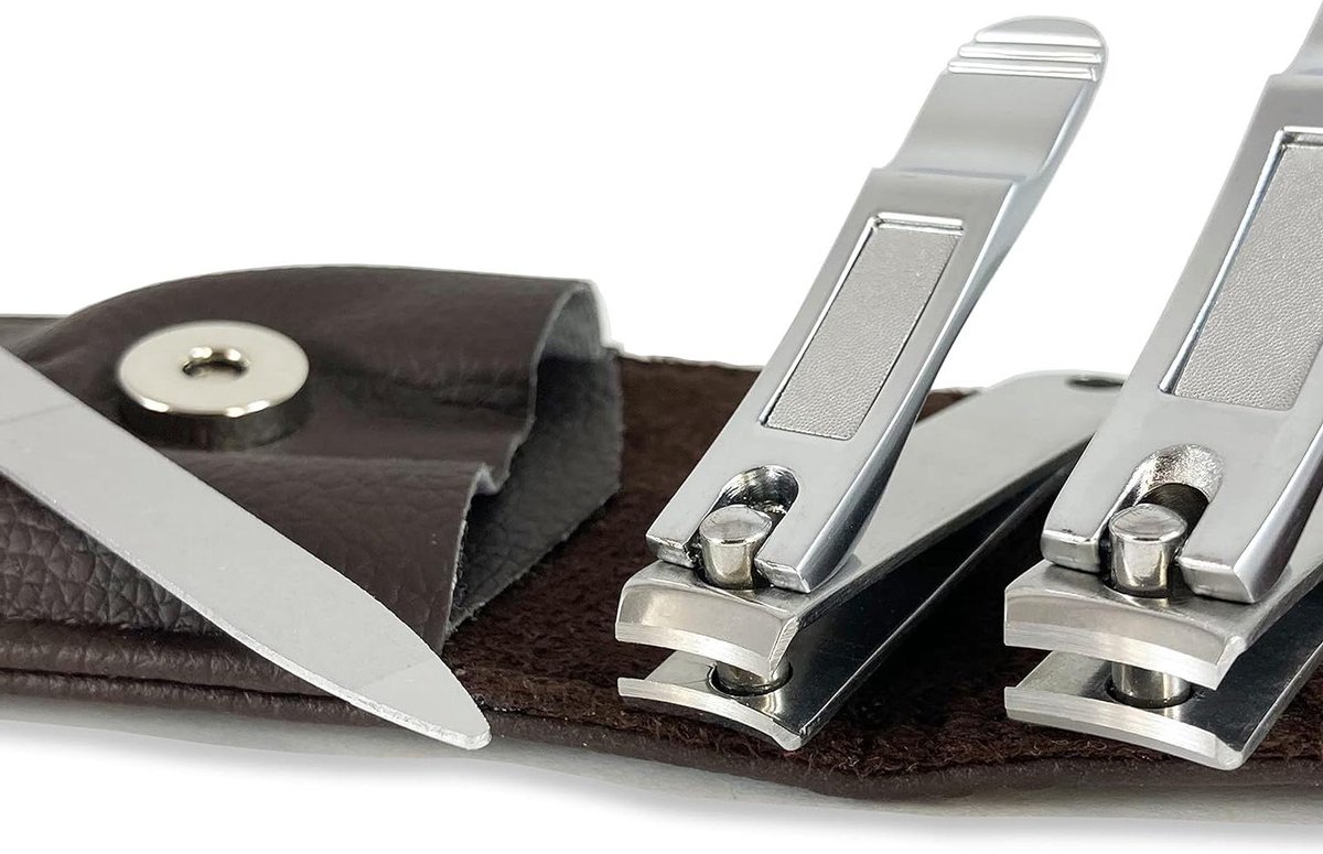 Nagelknipper Set - Nagelverzorging Kit - Manicure Pedicure - Roestvrij Staal - 3 Delig - Bruin