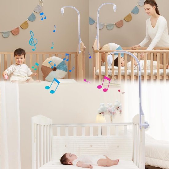 Verstelbare Witte Mobiele Houder voor Babybed, Wieg en Verschoontafel - Perfect voor Speelgoed en Windspelletjes — afbeelding 4